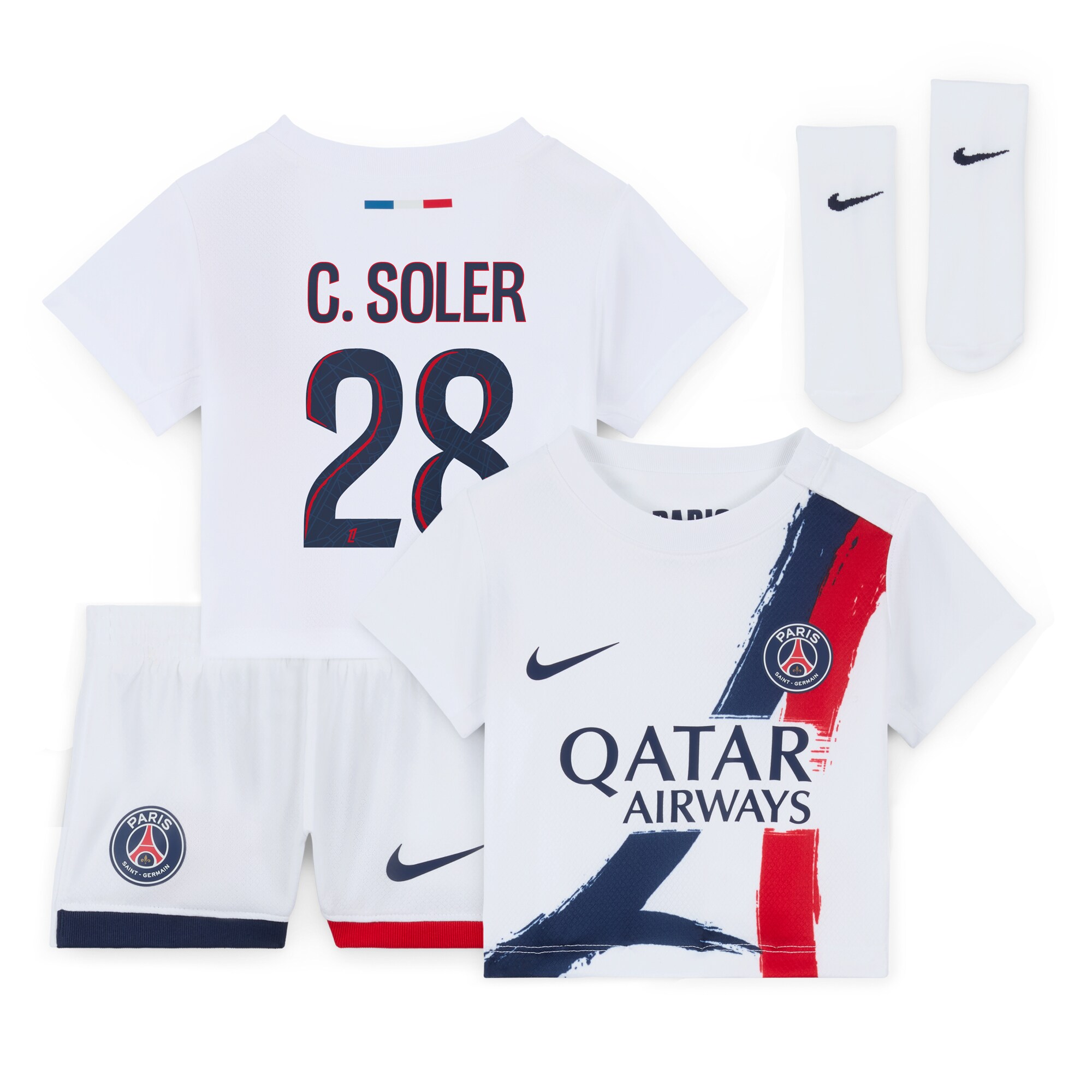 Exklusive psg nike auswärtsstadion-trikot 2024-2025 – säugling mit c. soler 28-aufdruck Kollektion – Premium Paris Saint Germain Trikots
