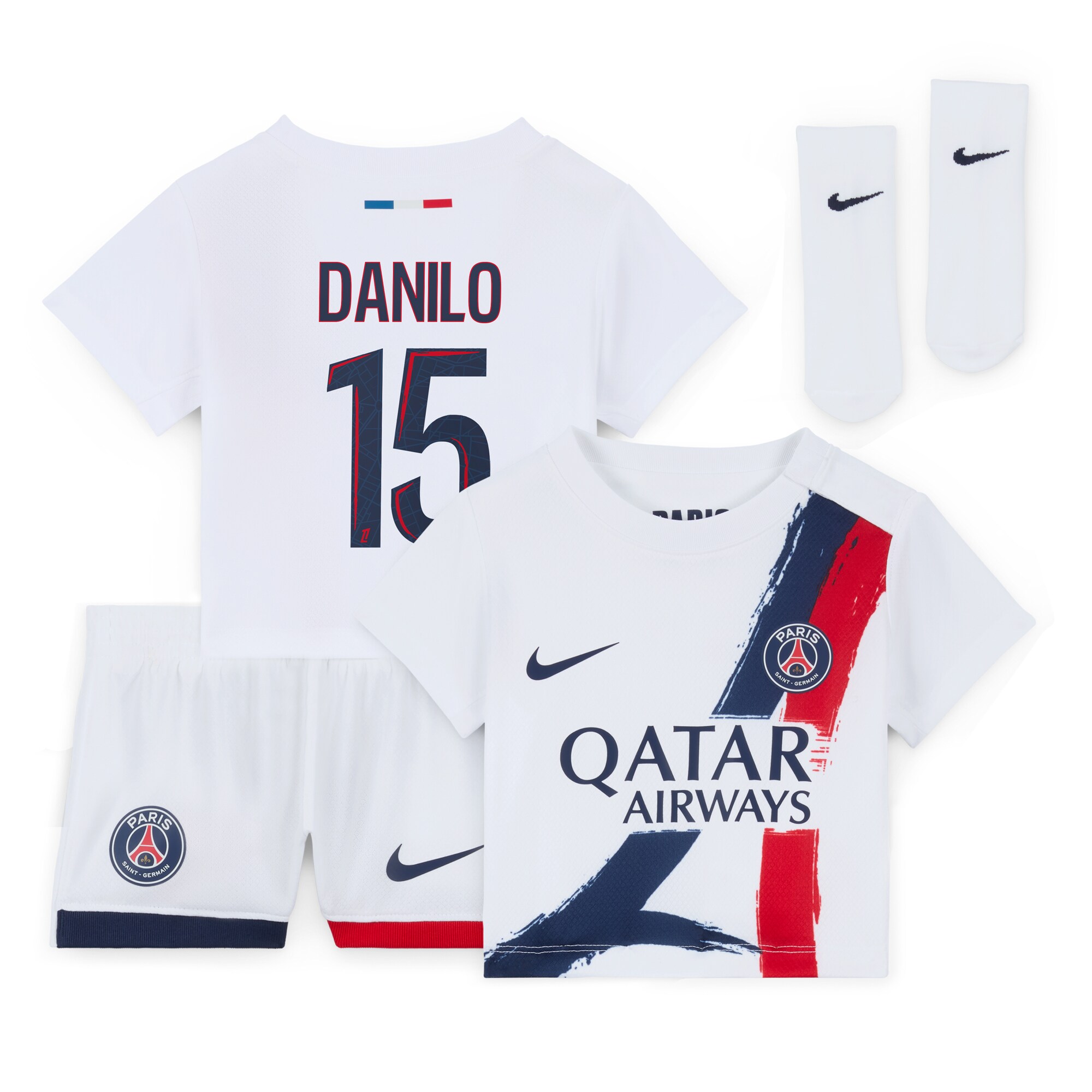 Exklusive psg nike auswärtsstadion-trikot 2024-2025 – säugling mit danilo 15-aufdruck Kollektion – Premium Paris Saint Germain Trikots
