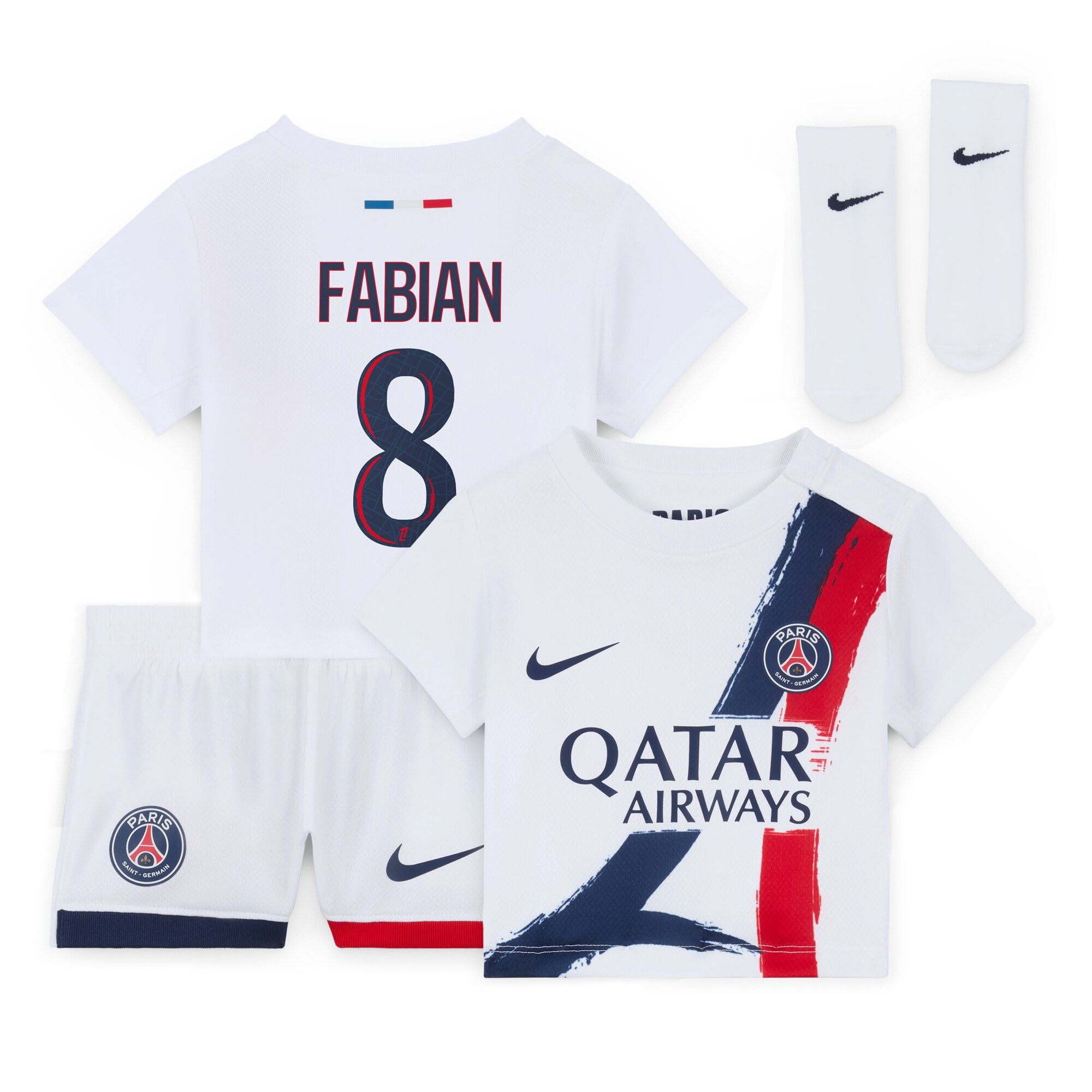 Exklusive psg nike auswärtsstadion-trikot 2024-2025 – säugling mit fabian 8-aufdruck Kollektion – Premium Paris Saint Germain Trikots