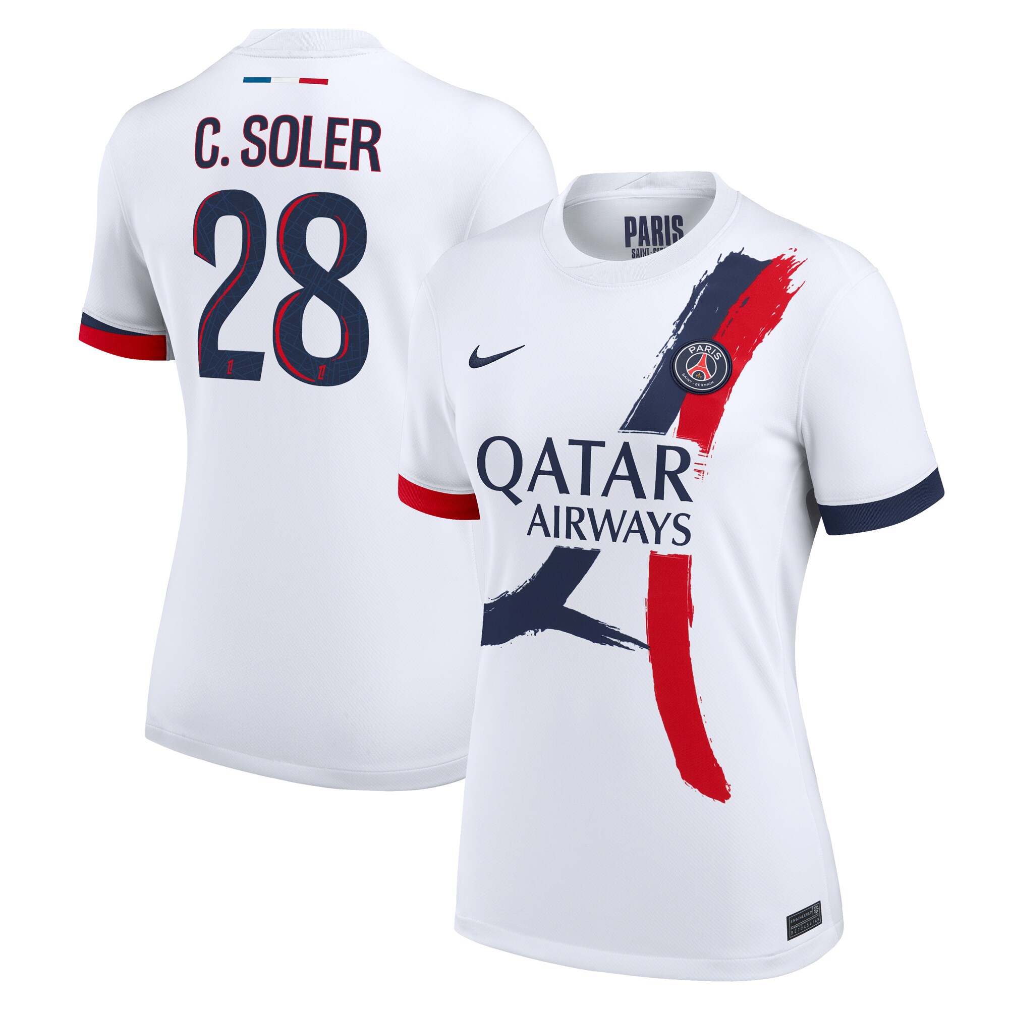 Exklusive psg nike auswärtsstadiontrikot 2024-2025 – damen mit c. soler 28-aufdruck Kollektion – Premium Paris Saint Germain Trikots
