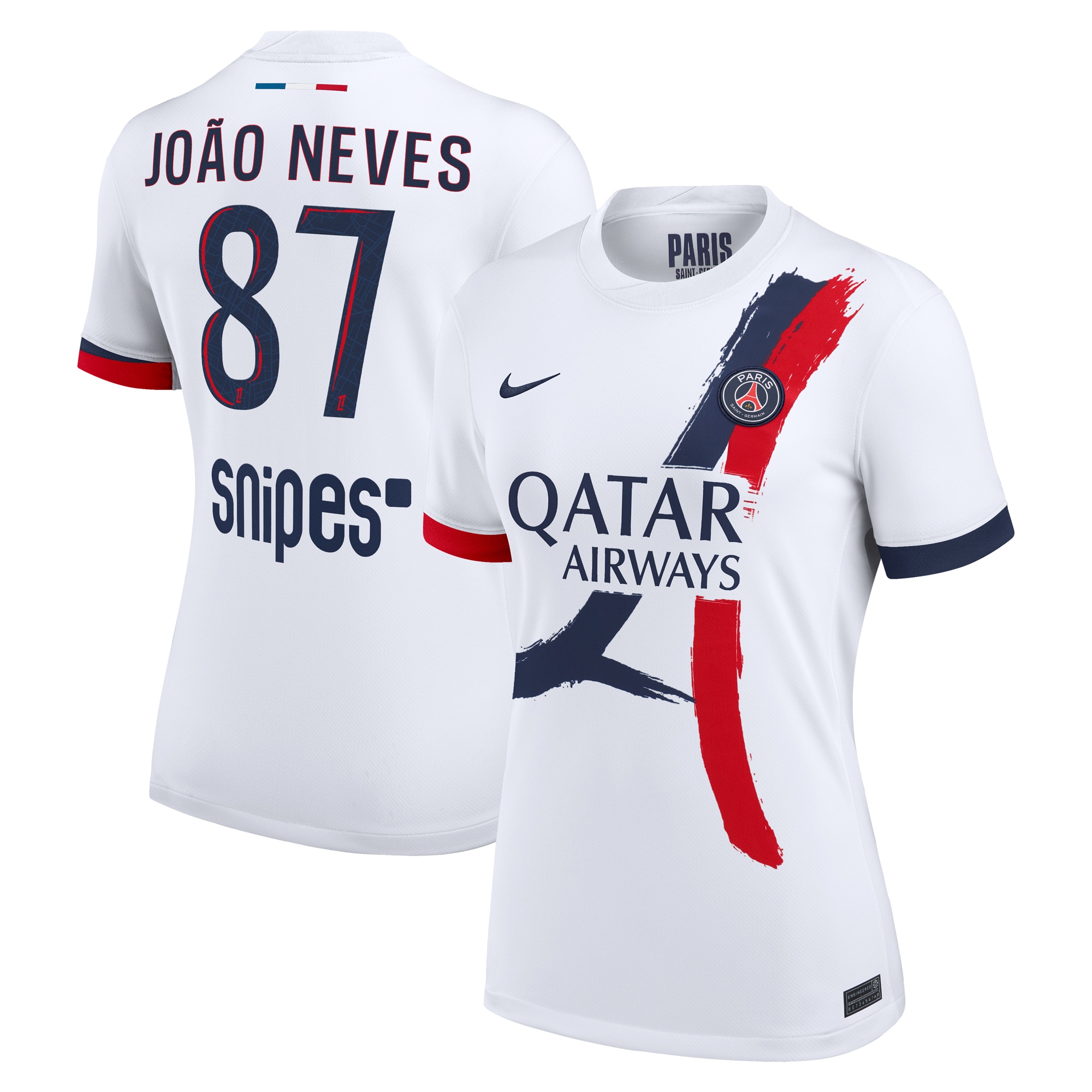 Exklusive psg nike auswärtsstadiontrikot 2024-2025 – damen mit joao neves 87-aufdruck Kollektion – Premium Paris Saint Germain Trikots