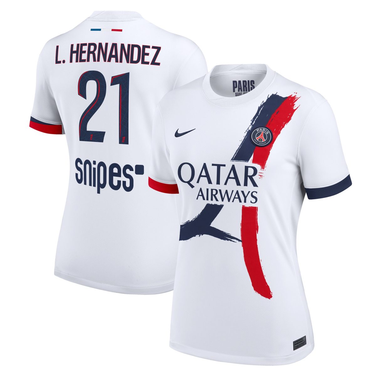 Exklusive psg nike auswärtsstadiontrikot 2024-2025 – damen mit l.hernandez 21-aufdruck Kollektion – Premium Paris Saint Germain Trikots