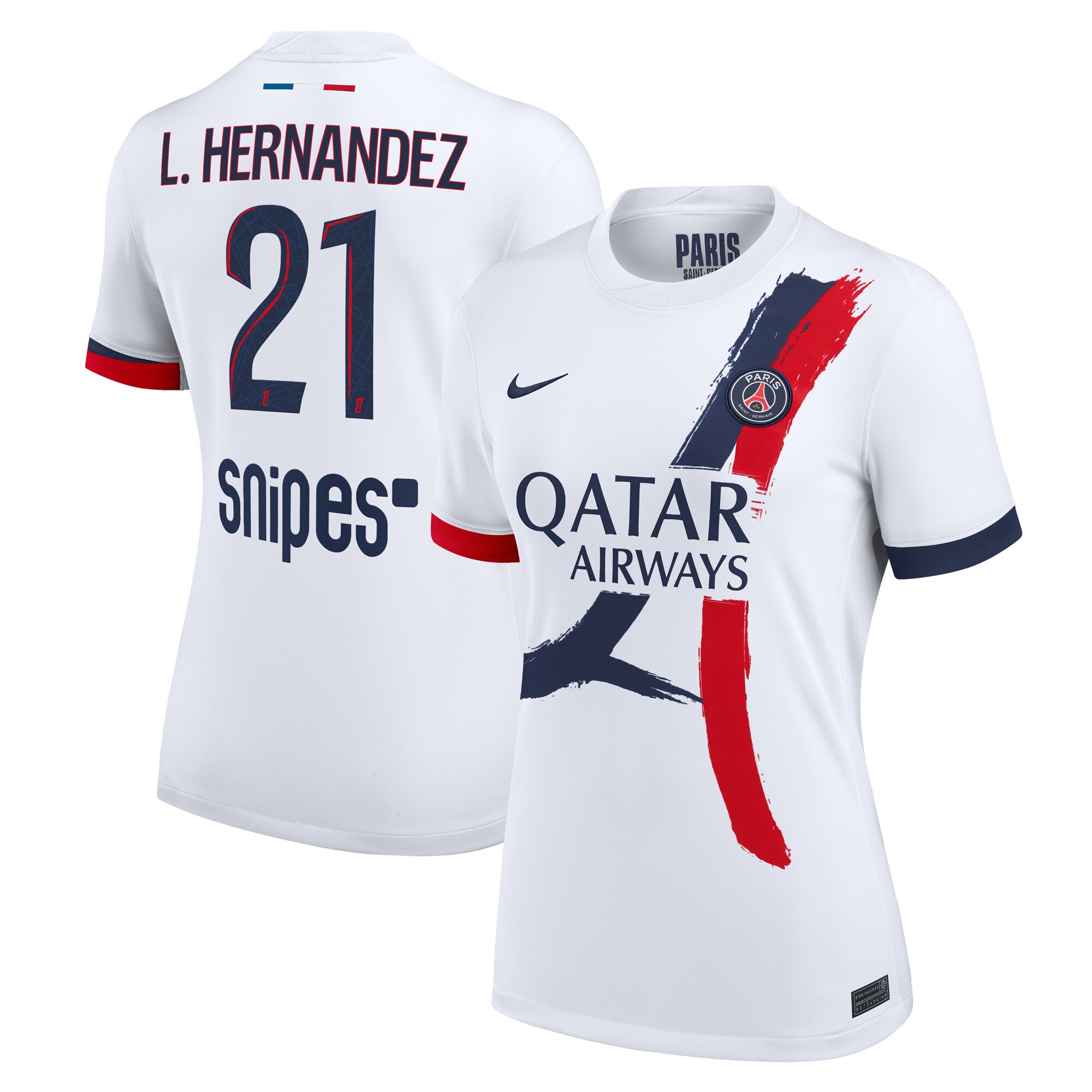 Exklusive psg nike auswärtsstadiontrikot 2024-2025 – damen mit l.hernandez 21-aufdruck Kollektion – Premium Paris Saint Germain Trikots