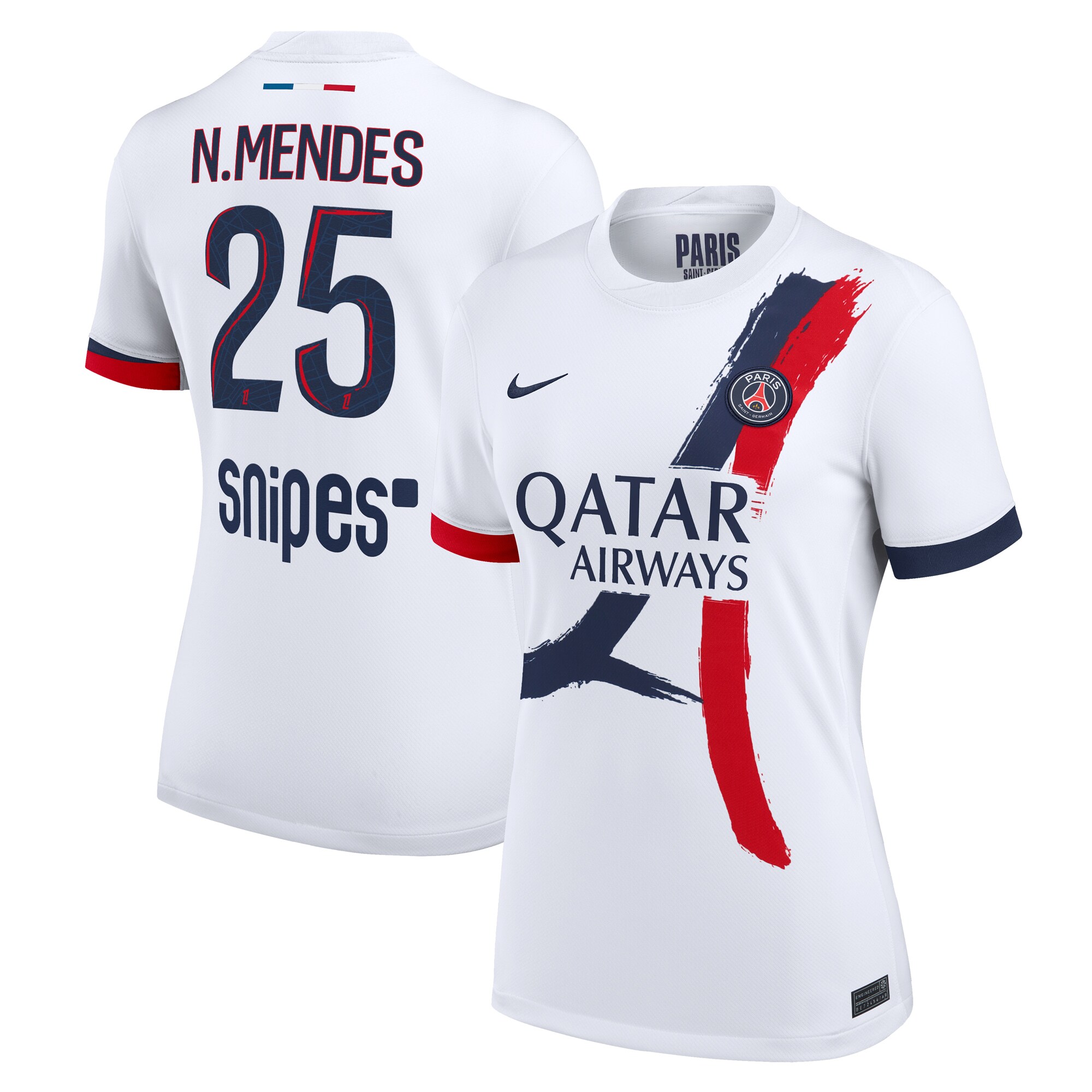 Exklusive psg nike auswärtsstadiontrikot 2024-2025 – damen mit n.mendes 25-aufdruck Kollektion – Premium Paris Saint Germain Trikots
