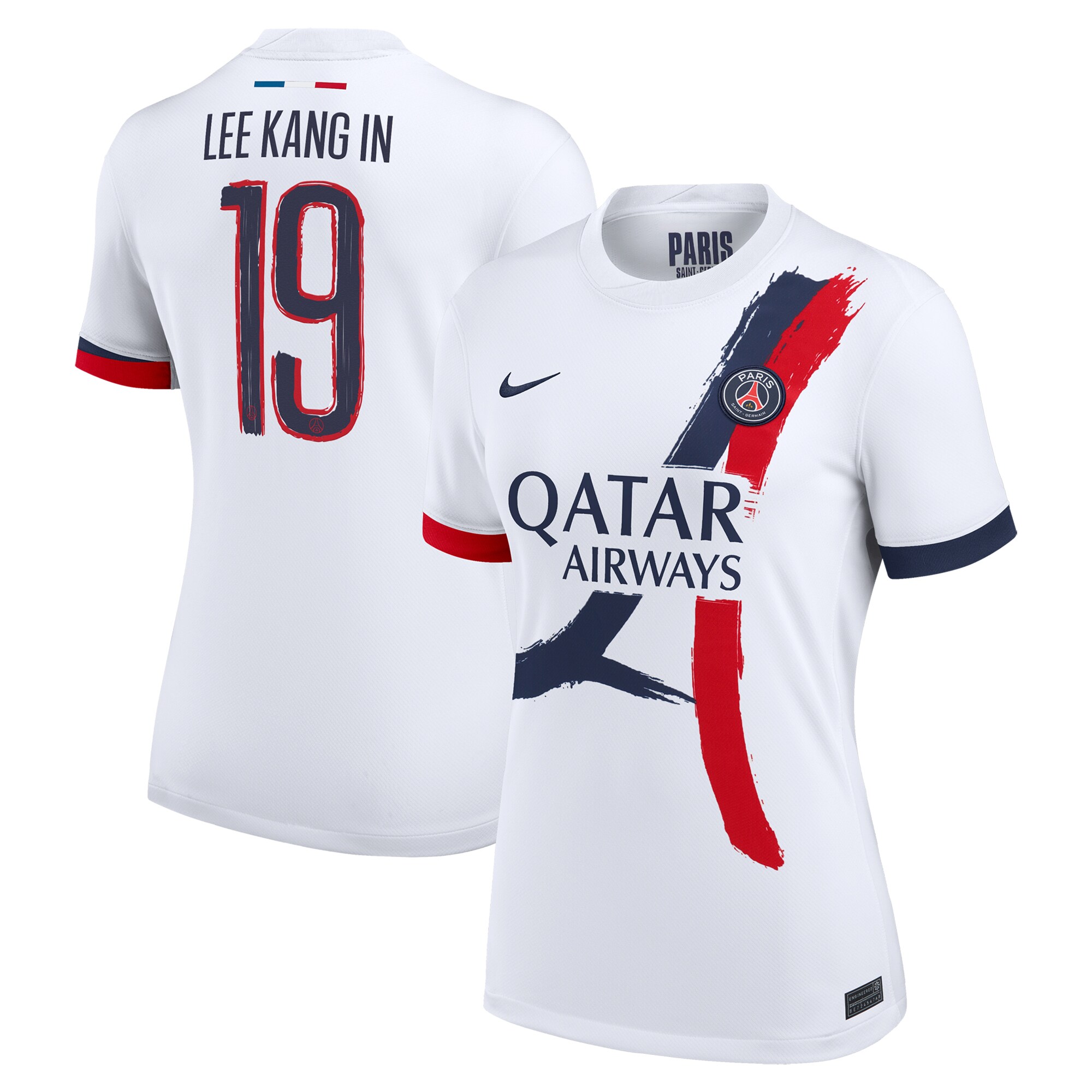 Exklusive psg nike auswärtsstadiontrikot 2024-25 – damen mit cup-aufdruck lee kang in 19 Kollektion – Premium Paris Saint Germain Trikots