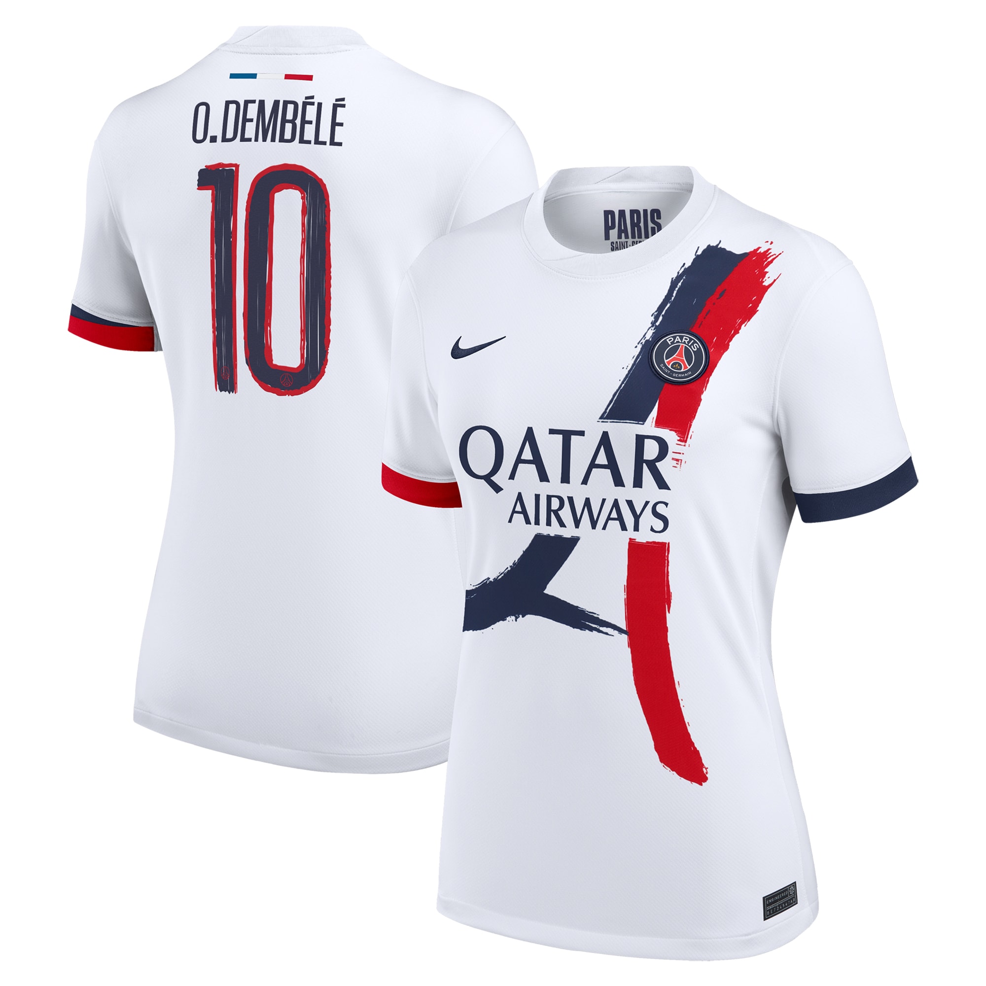 Exklusive psg nike auswärtsstadiontrikot 2024-25 – damen mit cup-aufdruck o.dembele 10 Kollektion – Premium Paris Saint Germain Trikots