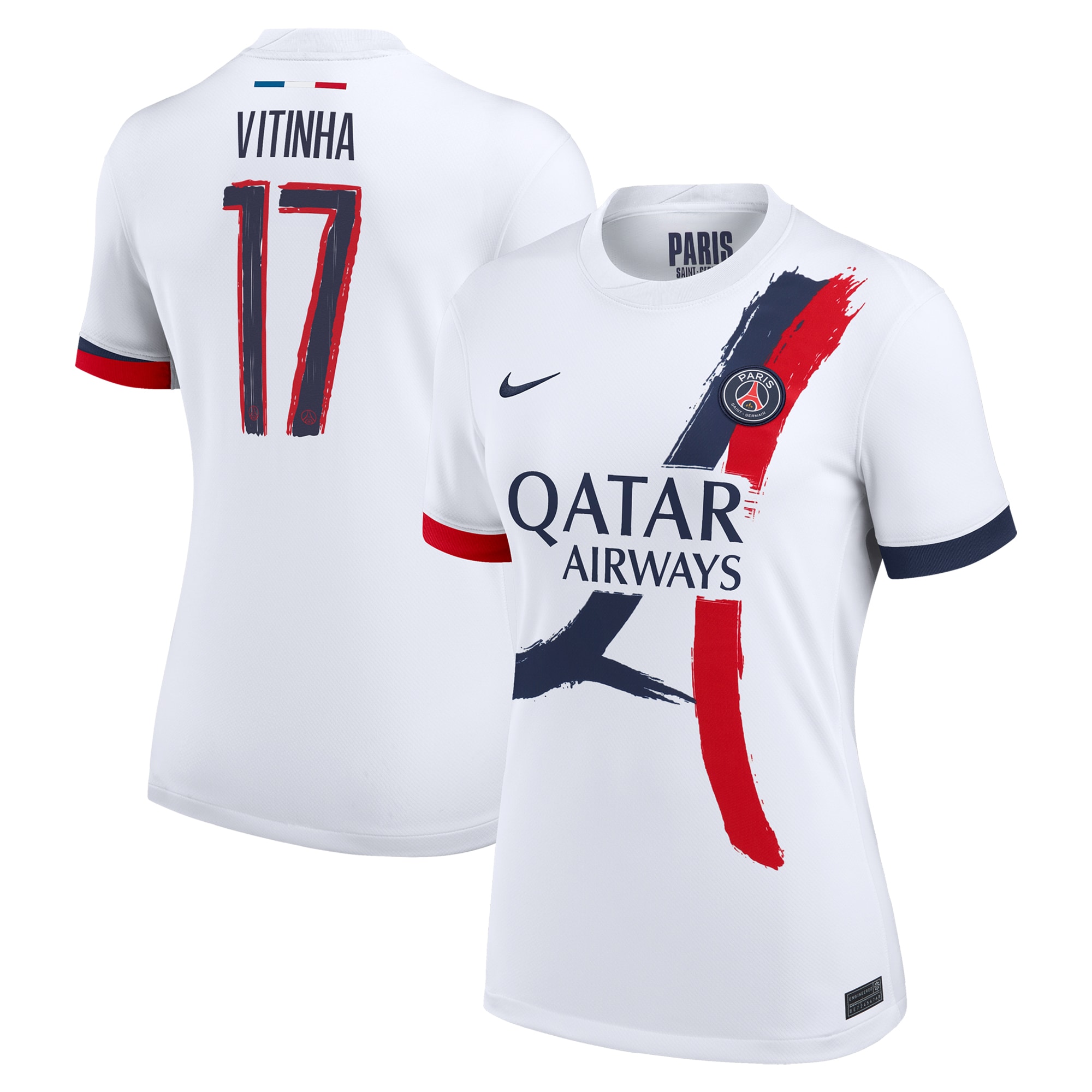 Exklusive psg nike auswärtsstadiontrikot 2024-25 – damen mit cup-aufdruck vitinha 17 Kollektion – Premium Paris Saint Germain Trikots