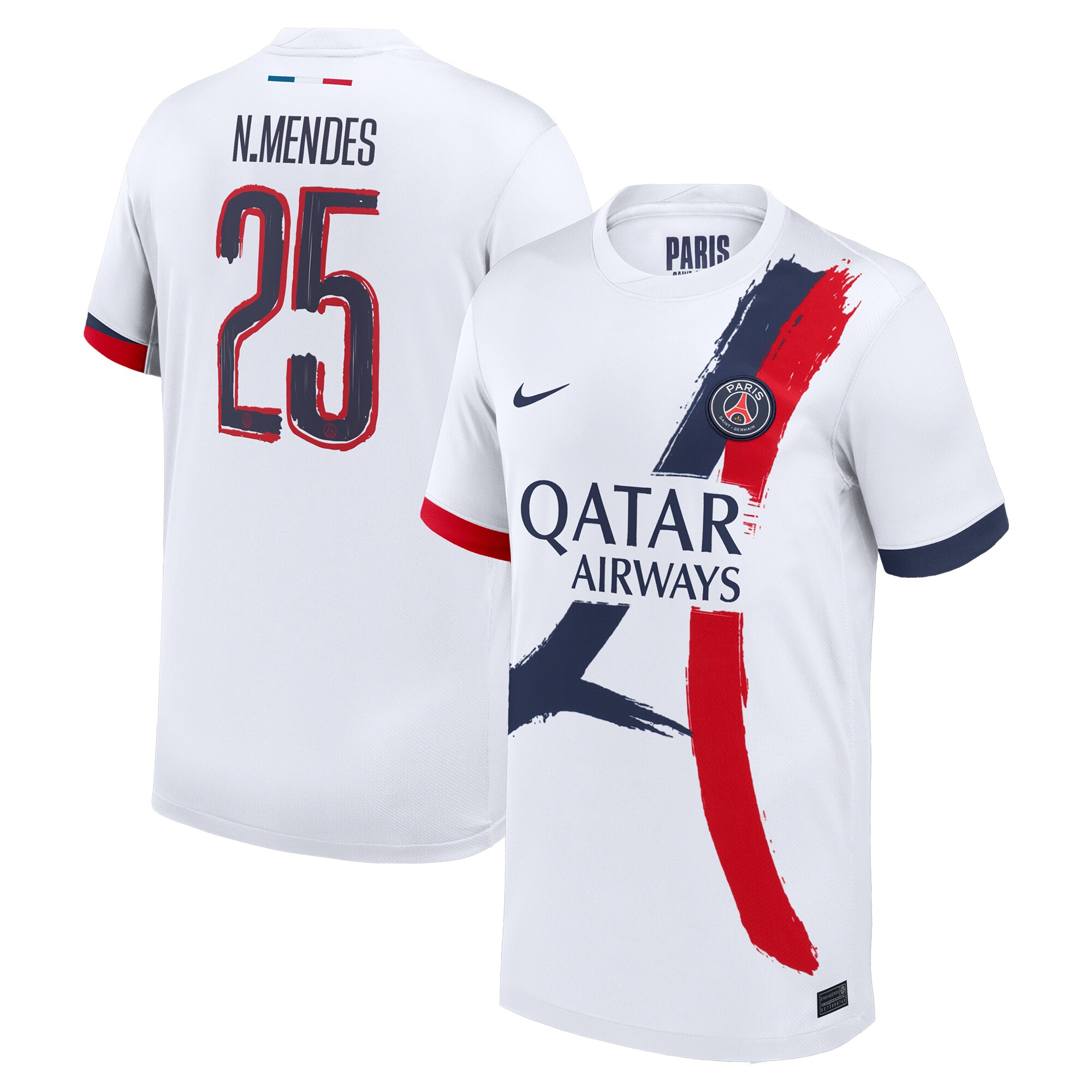 Exklusive psg nike auswärtsstadiontrikot 2024-25 – kinder mit cup-aufdruck n.mendes 25 Kollektion – Premium Paris Saint Germain Trikots