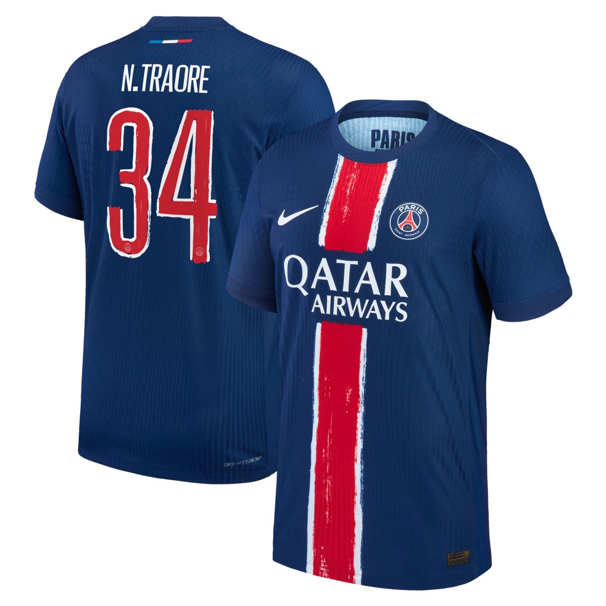Exklusive psg nike dri-fit adv heimspieltrikot 2024-25 mit n.traore 34-aufdruck Kollektion – Premium Paris Saint Germain Trikots