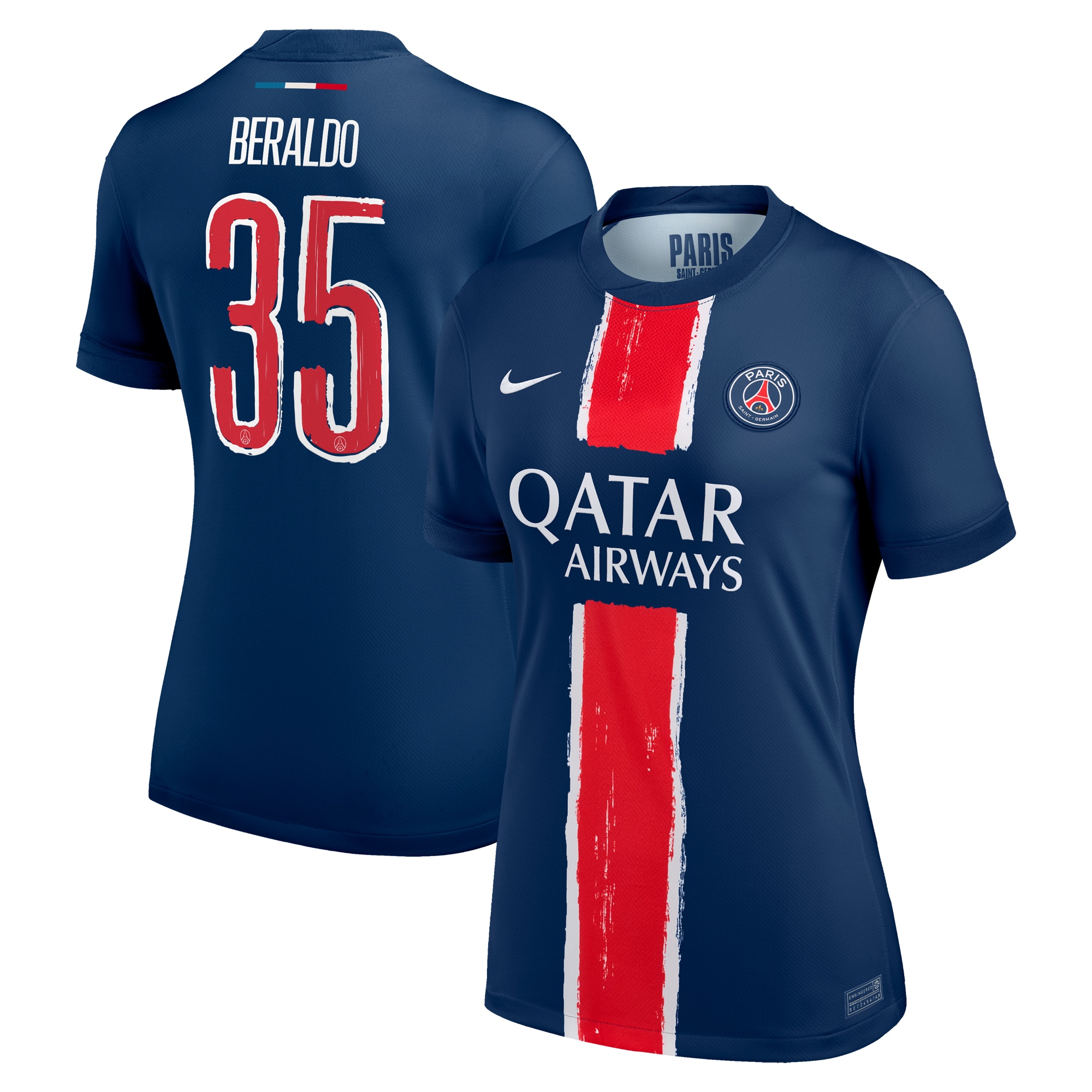 Exklusive psg nike heimstadiontrikot 2024-25 – damen mit cup-aufdruck beraldo 35 Kollektion – Premium Paris Saint Germain Trikots