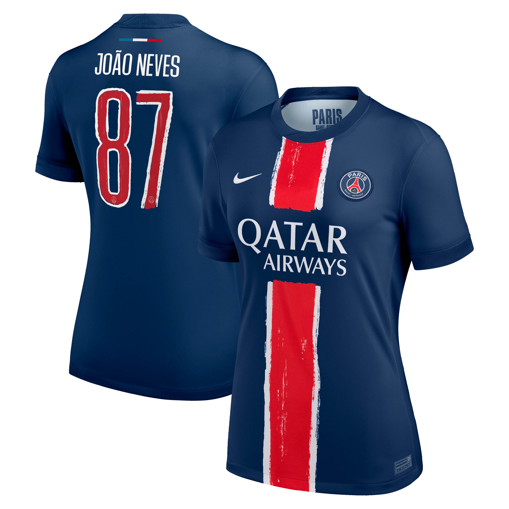Exklusive psg nike heimstadiontrikot 2024-25 – damen mit cup-aufdruck joao neves 87 Kollektion – Premium Paris Saint Germain Trikots