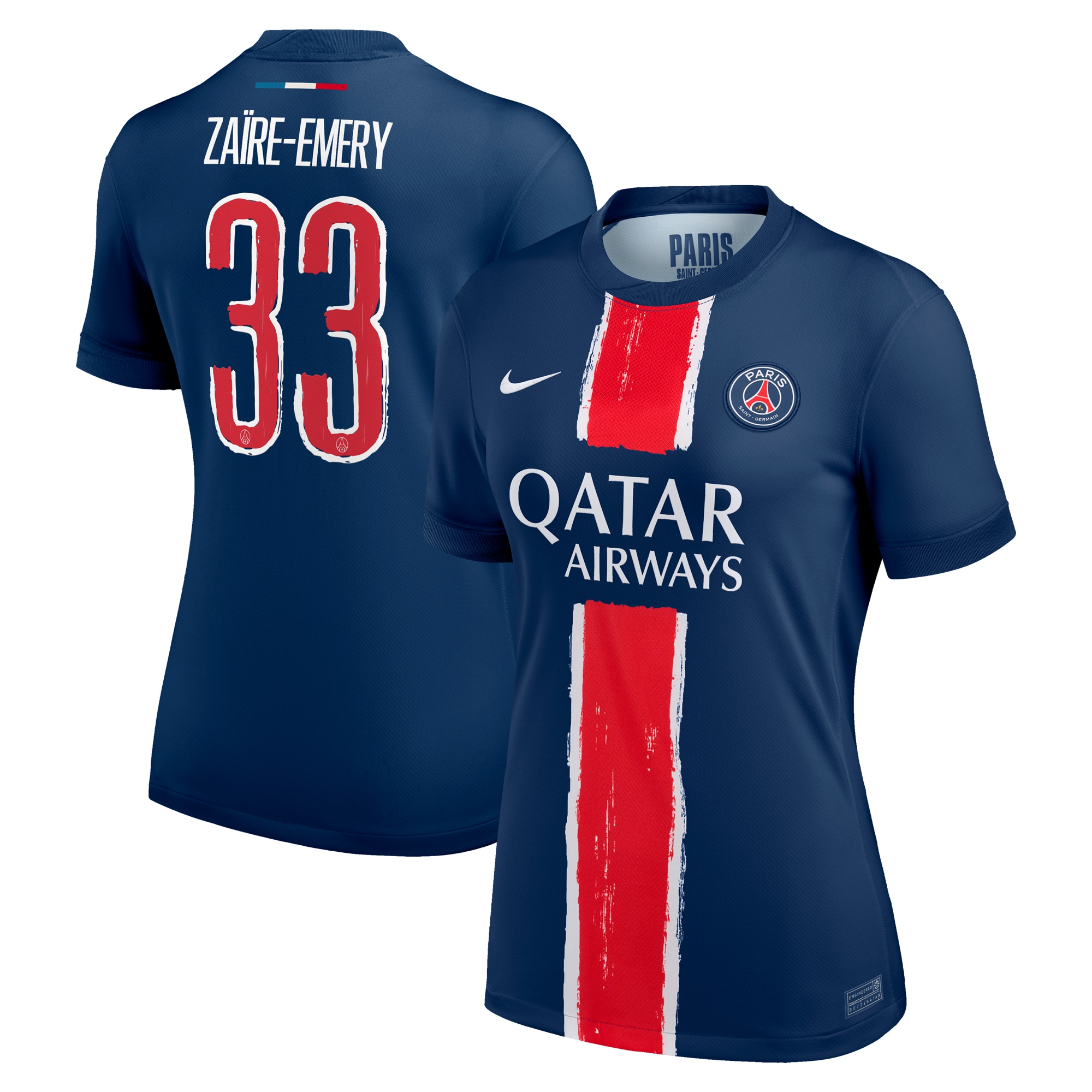 Exklusive psg nike heimstadiontrikot 2024-25 – damen mit cup-aufdruck zaire-emery 33 Kollektion – Premium Paris Saint Germain Trikots