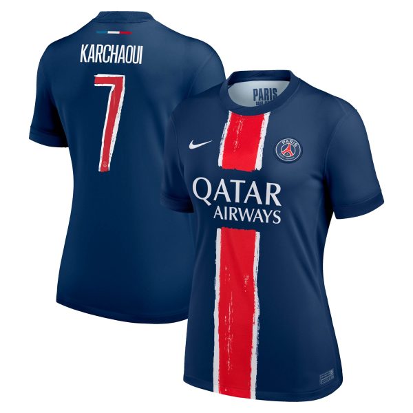 Exklusive psg nike heimstadiontrikot 2024-25 – damen mit karchaoui 7-aufdruck Kollektion – Premium Paris Saint Germain Trikots