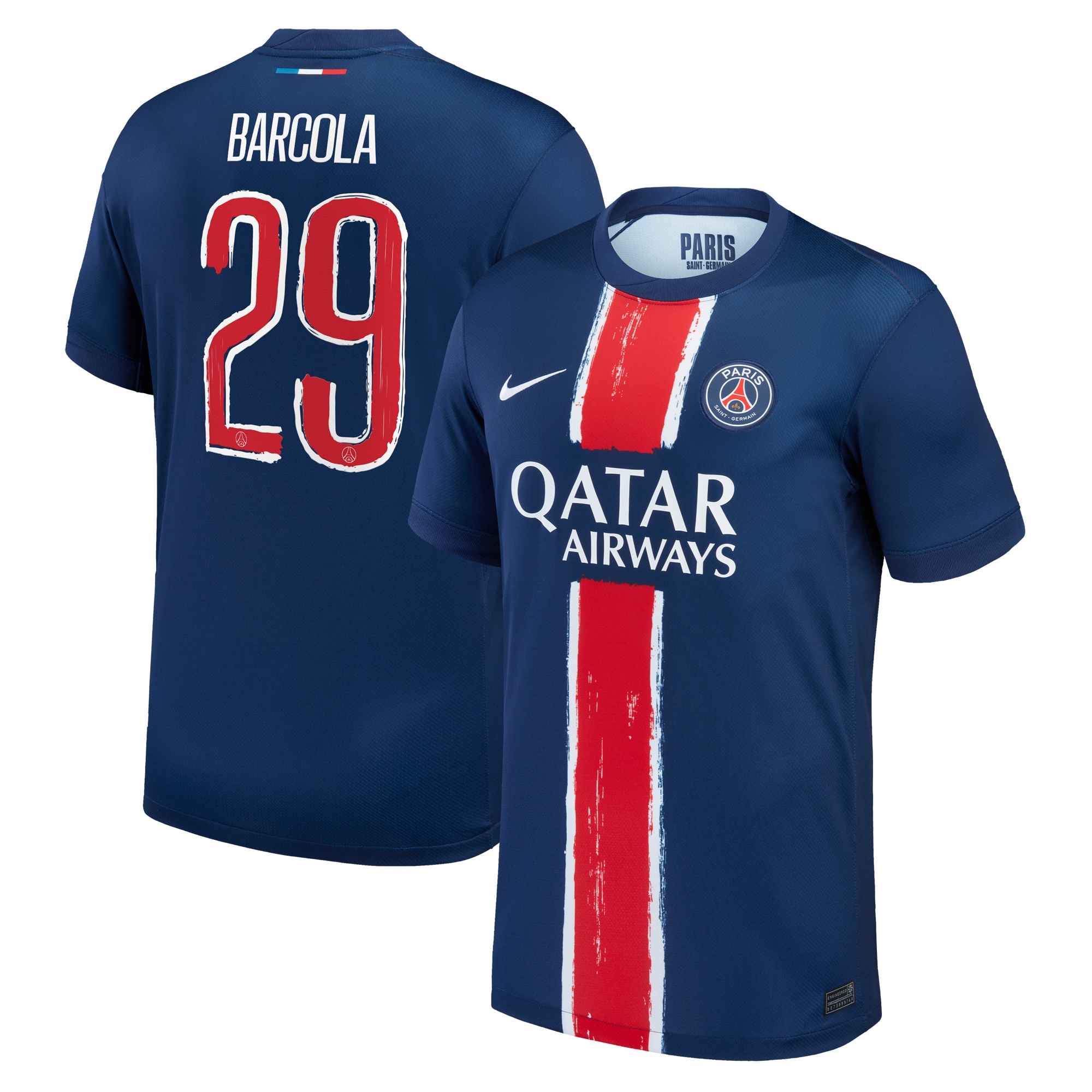 Exklusive psg nike heimstadiontrikot 2024-25 – kinder mit cup-aufdruck barcola 29 Kollektion – Premium Paris Saint Germain Trikots