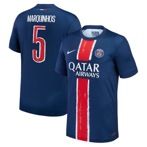 Exklusive psg nike heimstadiontrikot 2024-25 – kinder mit cup-aufdruck marquinhos 5 Kollektion – Premium Paris Saint Germain Trikots