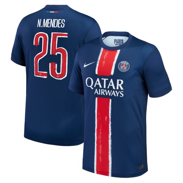 Exklusive psg nike heimstadiontrikot 2024-25 mit cup-aufdruck n.mendes 25 Kollektion – Premium Paris Saint Germain Trikots