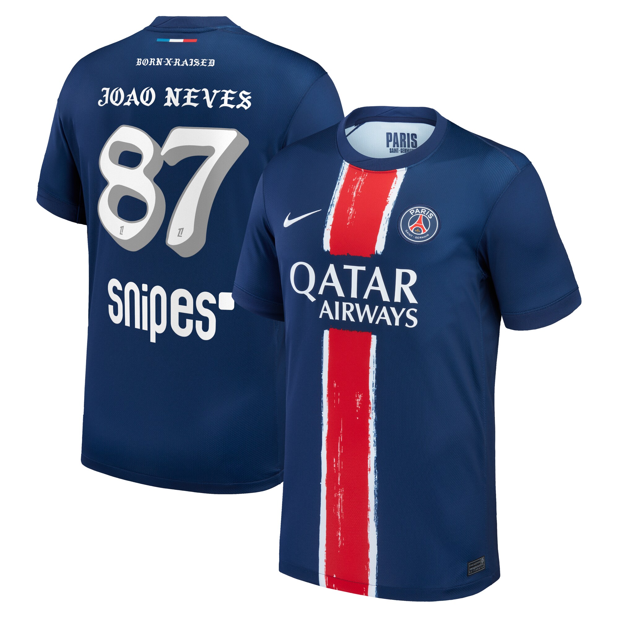 Exklusive psg nike heimstadiontrikot 2024-25 mit joão neves 87 born x raised-aufdruck Kollektion – Premium Paris Saint Germain Trikots