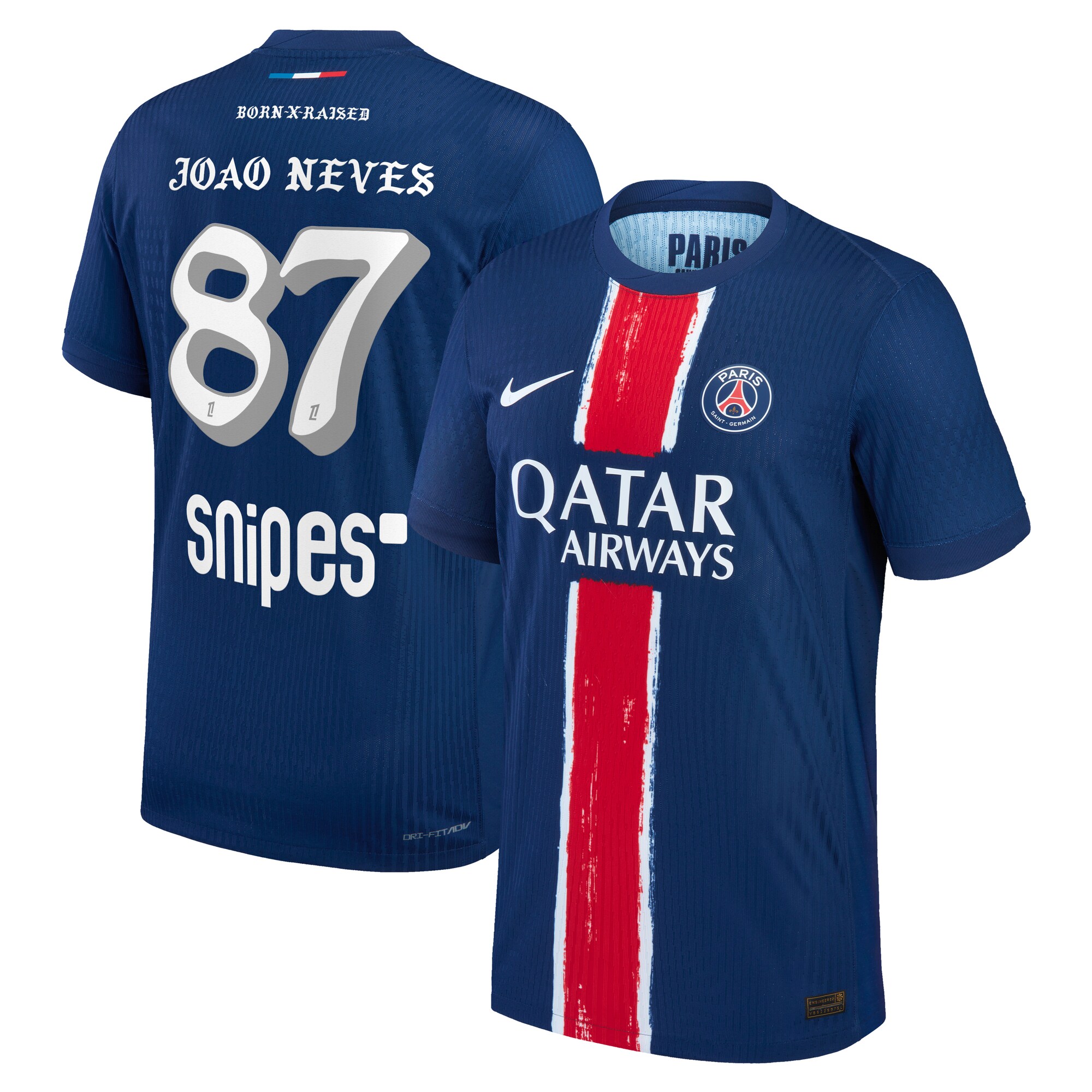 Exklusive psg nike heimtrikot dri-fit adv match 2024–25 mit born x raised-aufdruck joão neves 87 Kollektion – Premium Paris Saint Germain Trikots