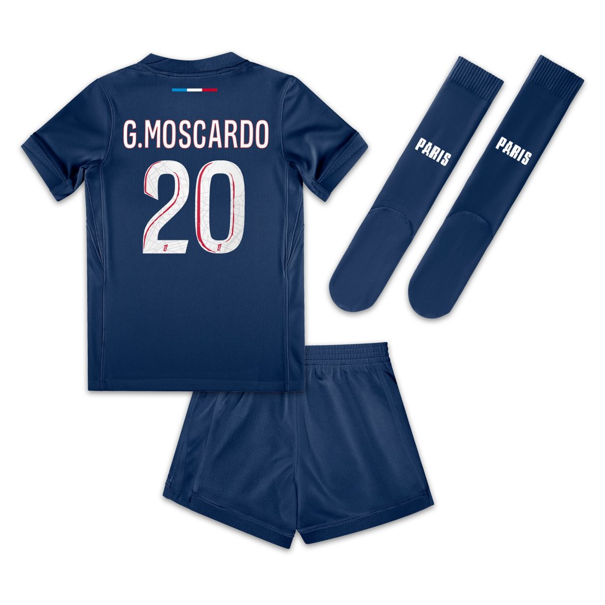 Exklusive psg nike mini-heimtrikot 2024–25 – kleine kinder mit g.moscardo 20-aufdruck Kollektion – Premium Paris Saint Germain Trikots