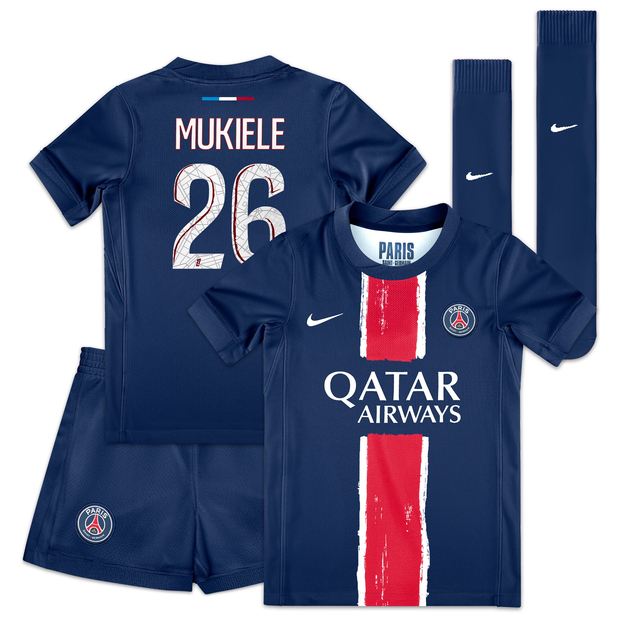 Exklusive psg nike mini-heimtrikot 2024–25 – kleine kinder mit mukiele 26-aufdruck Kollektion – Premium Paris Saint Germain Trikots