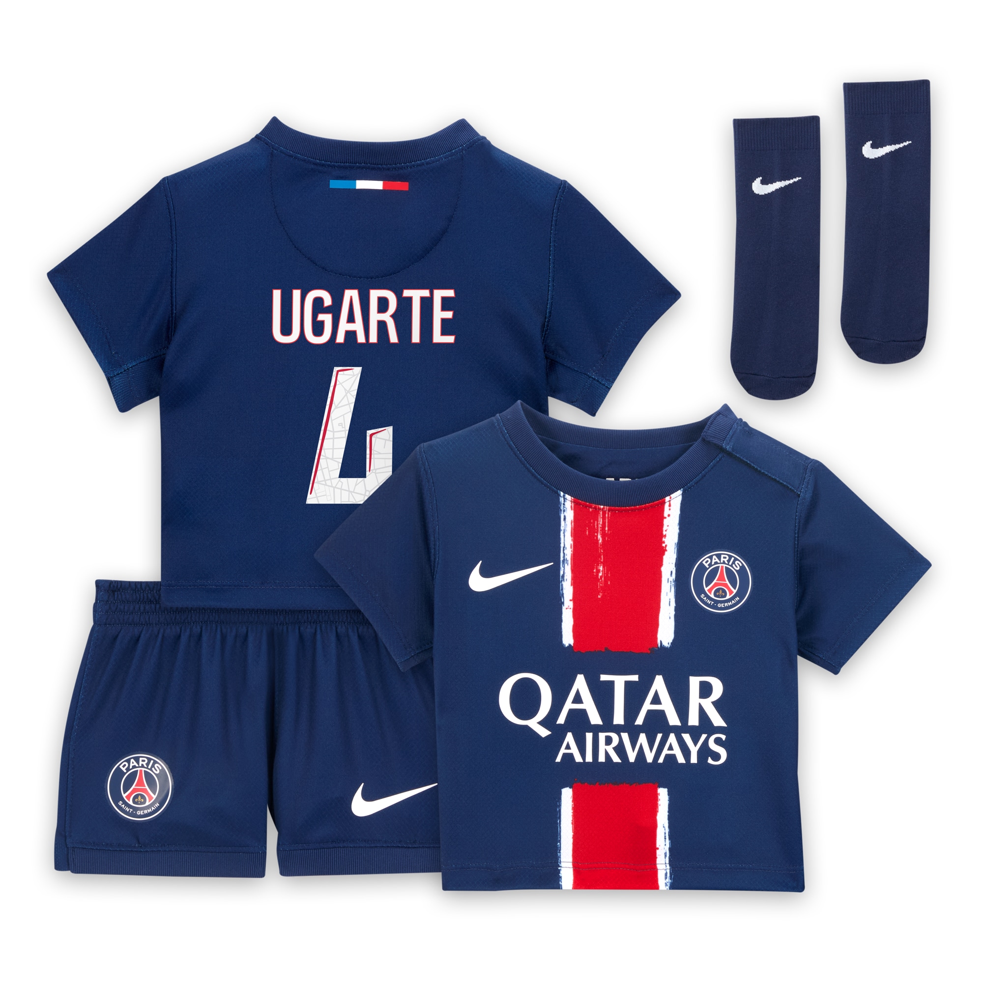 Exklusive psg nike mini-heimtrikot 2024–25 – säuglings mit ugarte 4-aufdruck Kollektion – Premium Paris Saint Germain Trikots