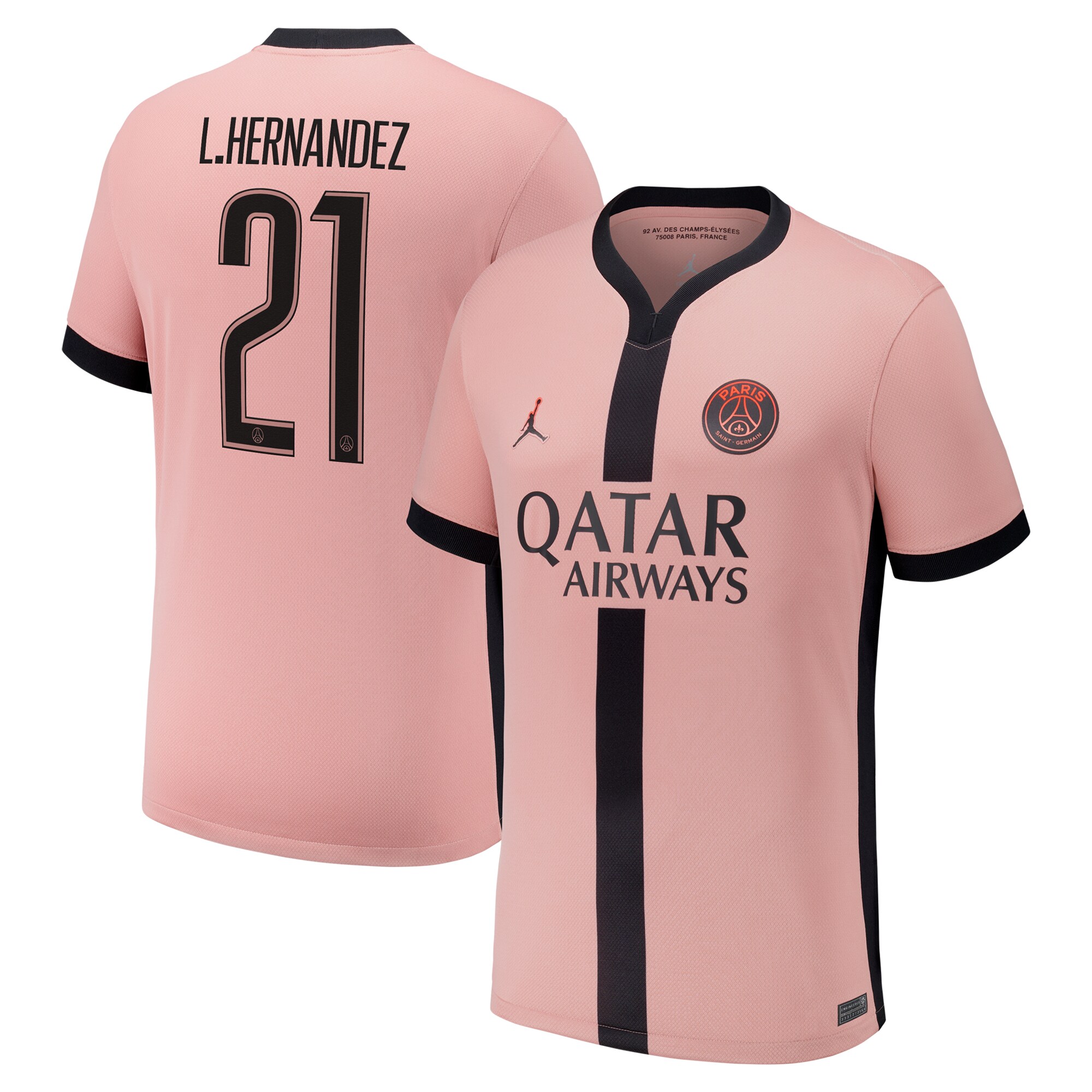 Exklusive psg x jordan drittes stadiontrikot 2024-25 mit cup-aufdruck l.hernandez 21 Kollektion – Premium Paris Saint Germain Trikots