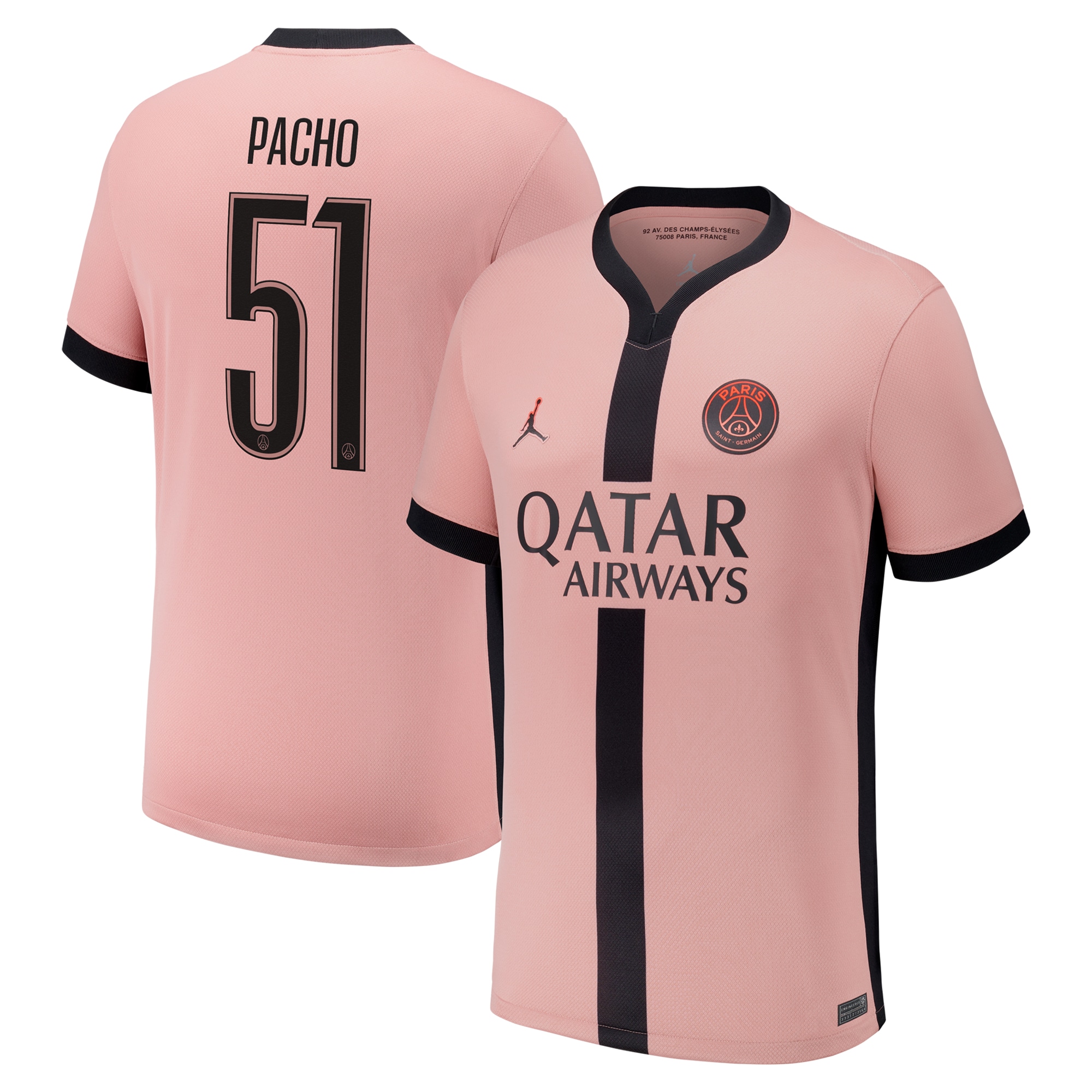 Exklusive psg x jordan drittes stadiontrikot 2024-25 mit cup-aufdruck pacho 51 Kollektion – Premium Paris Saint Germain Trikots