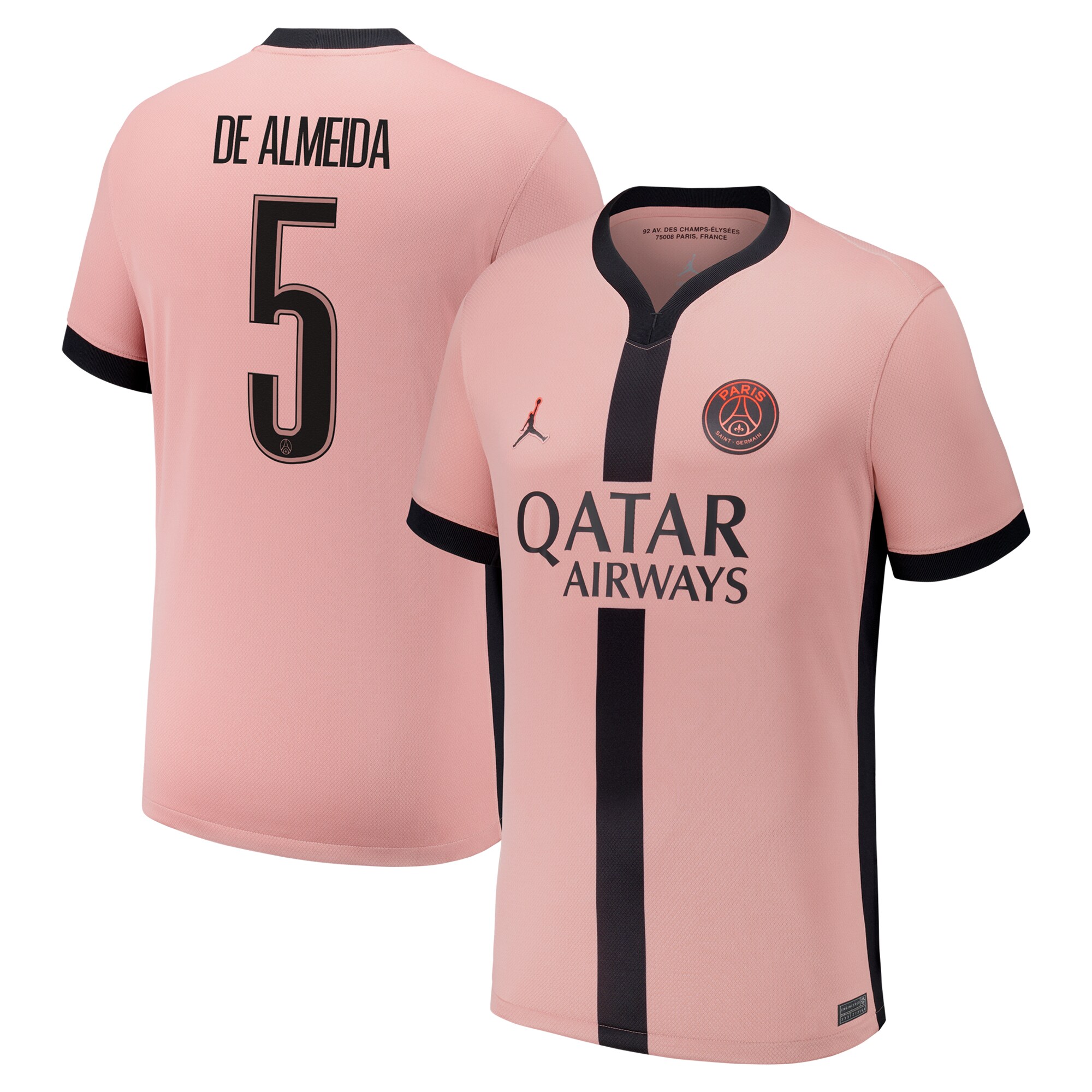 Exklusive psg x jordan drittes stadiontrikot 2024-25 mit de almeida 5-aufdruck Kollektion – Premium Paris Saint Germain Trikots