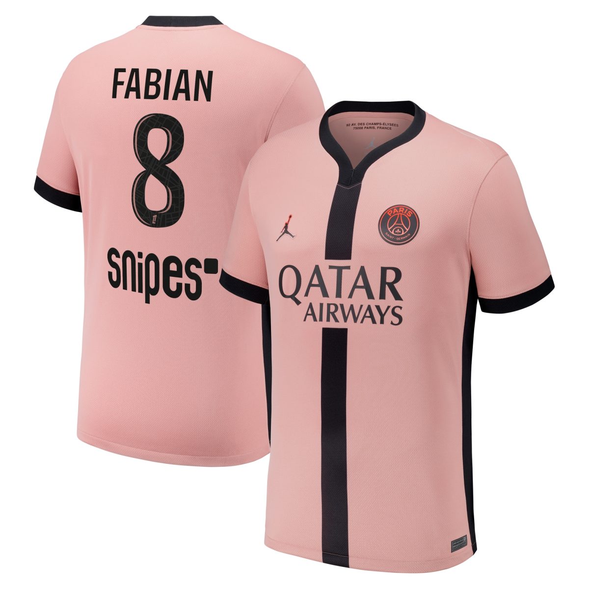 Exklusive psg x jordan drittes stadiontrikot 2024-25 mit fabian 8-aufdruck Kollektion – Premium Paris Saint Germain Trikots