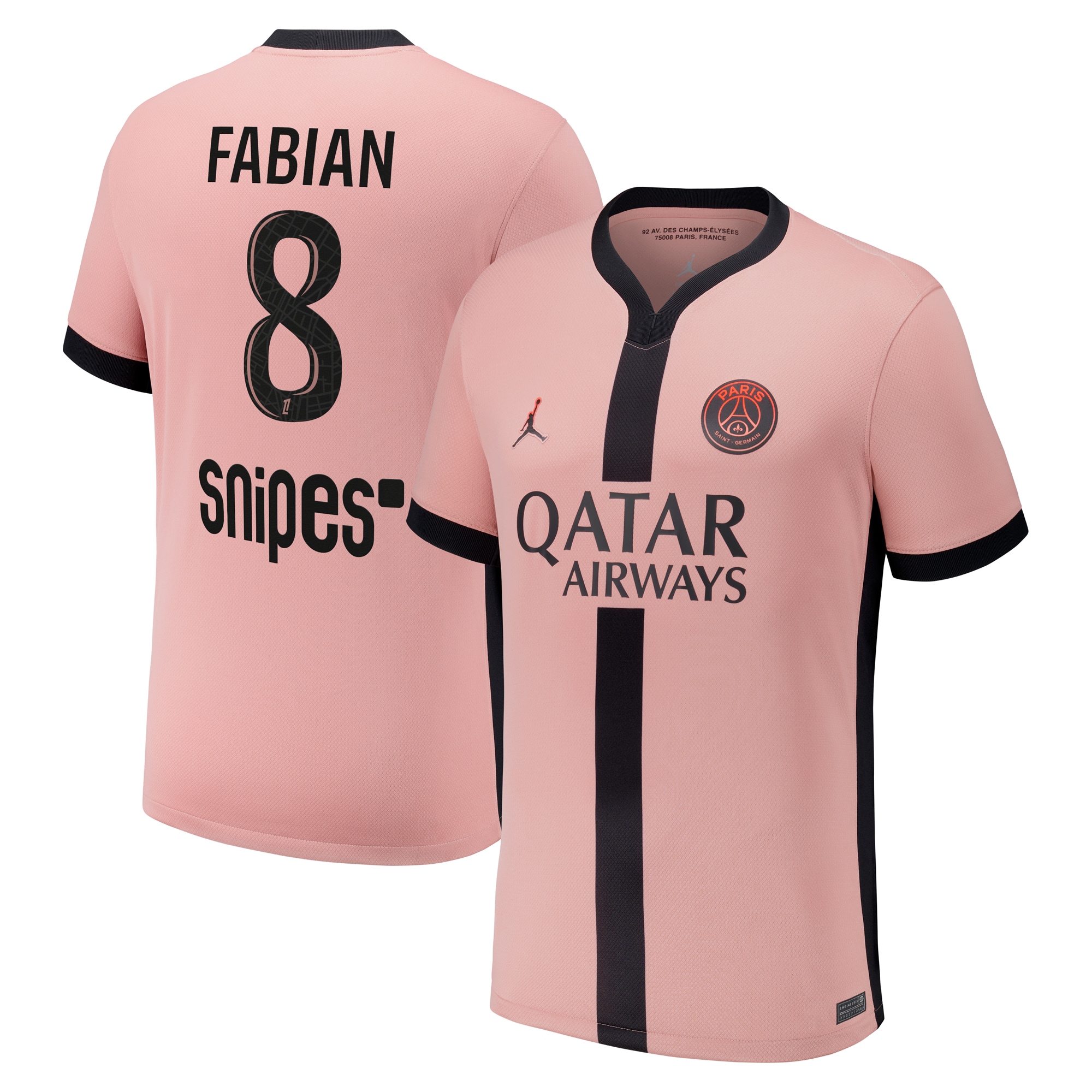 Exklusive psg x jordan drittes stadiontrikot 2024-25 mit fabian 8-aufdruck Kollektion – Premium Paris Saint Germain Trikots