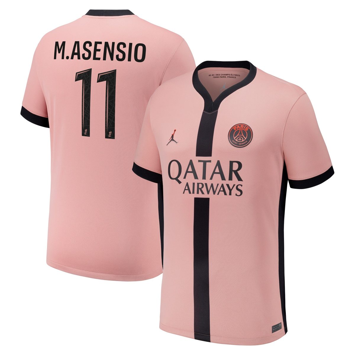 Exklusive psg x jordan drittes stadiontrikot 2024-25 mit m.asensio 11-aufdruck Kollektion – Premium Paris Saint Germain Trikots