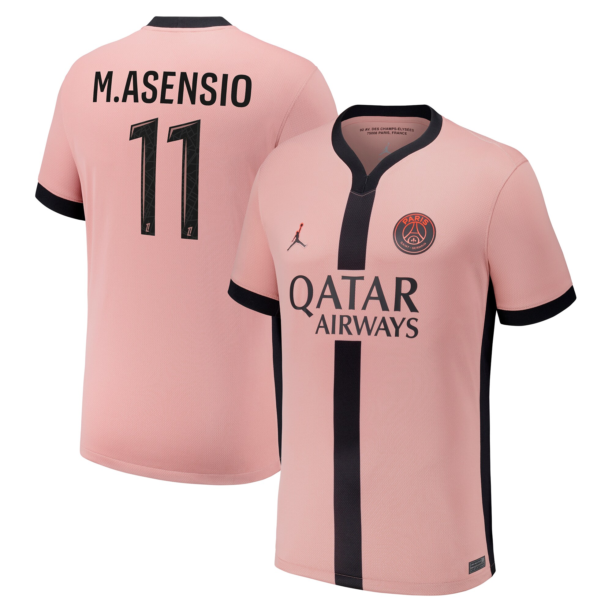 Exklusive psg x jordan drittes stadiontrikot 2024-25 mit m.asensio 11-aufdruck Kollektion – Premium Paris Saint Germain Trikots