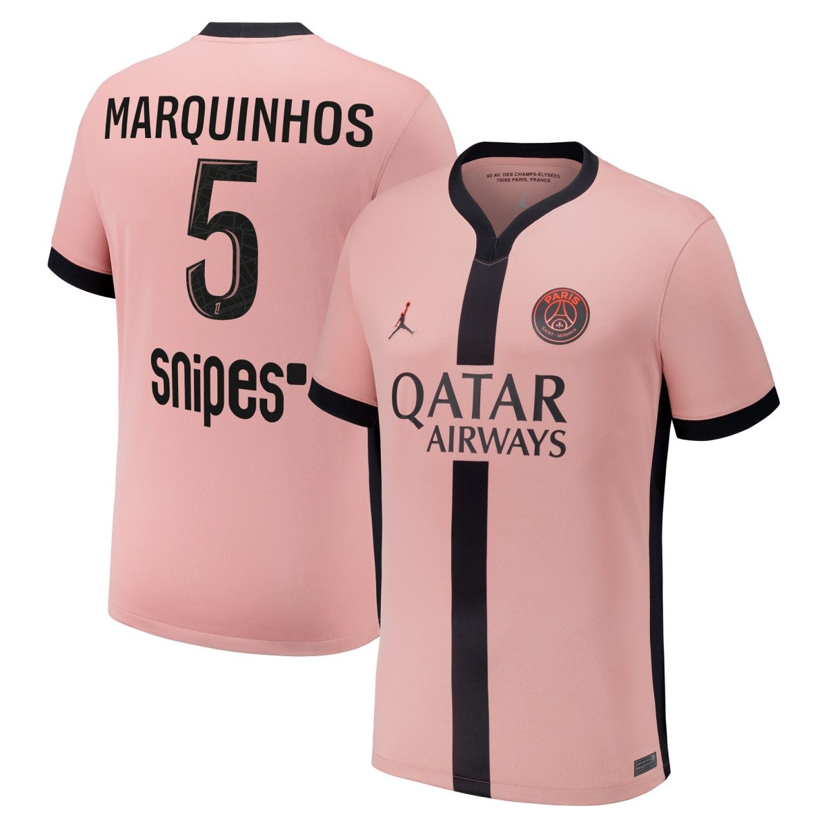 Exklusive psg x jordan drittes stadiontrikot 2024-25 mit marquinhos 5-aufdruck Kollektion – Premium Paris Saint Germain Trikots