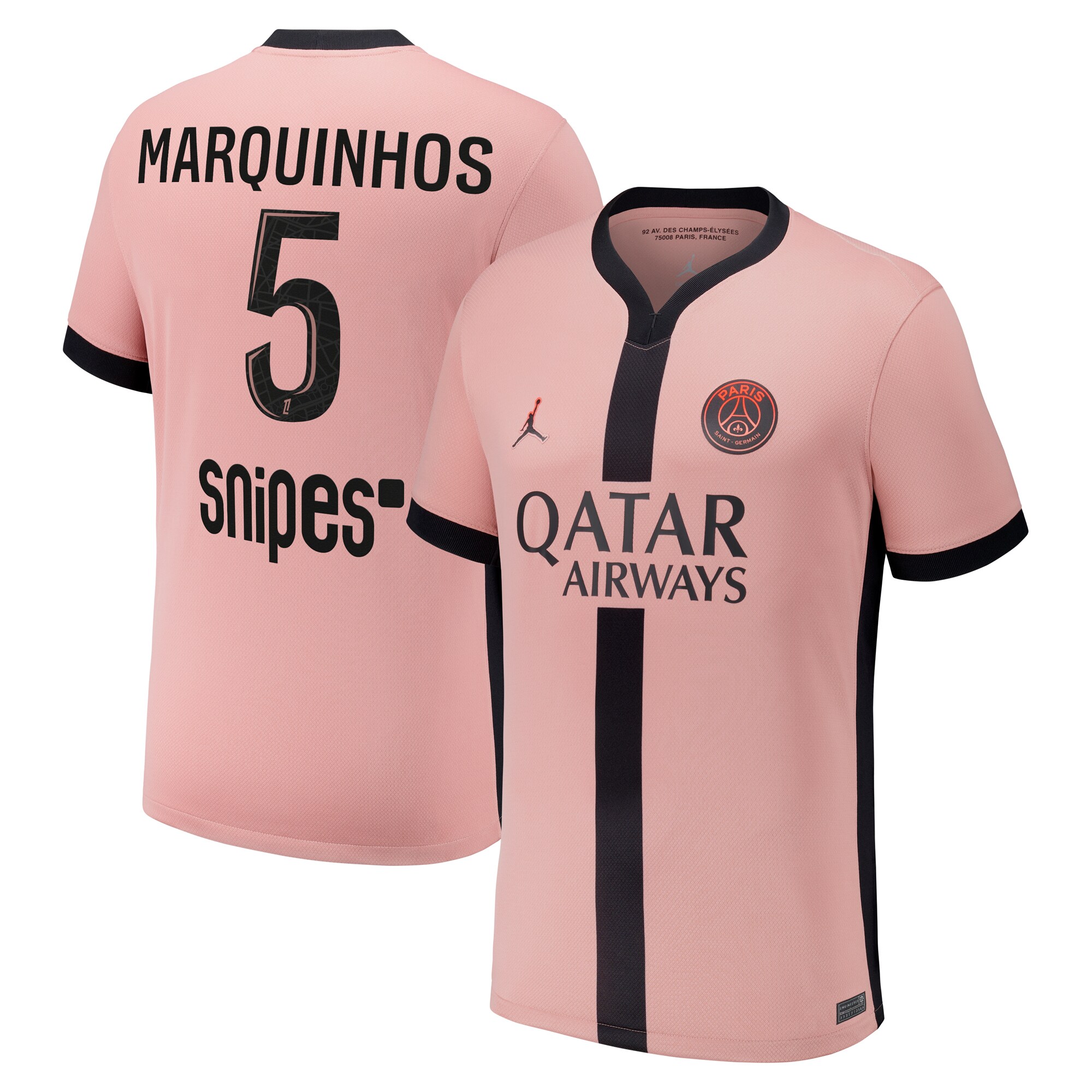 Exklusive psg x jordan drittes stadiontrikot 2024-25 mit marquinhos 5-aufdruck Kollektion – Premium Paris Saint Germain Trikots