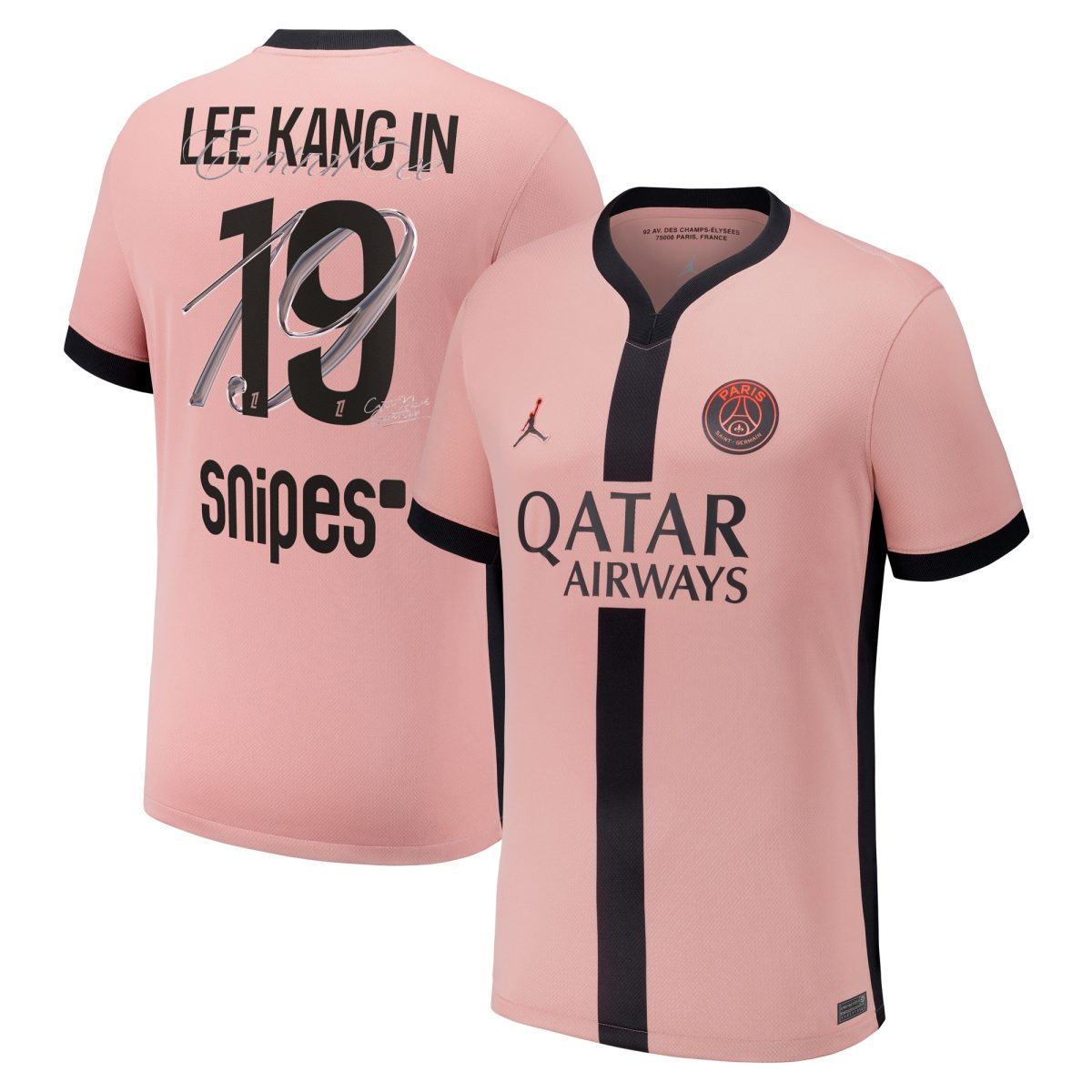 Exklusive psg x jordan drittes stadiontrikot mit zentralem cee-print für lee kang in 19 Kollektion – Premium Paris Saint Germain Trikots