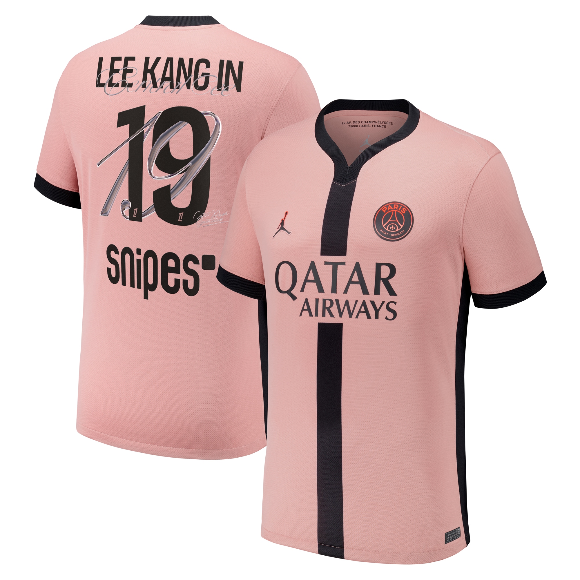 Exklusive psg x jordan drittes stadiontrikot mit zentralem cee-print für lee kang in 19 Kollektion – Premium Paris Saint Germain Trikots